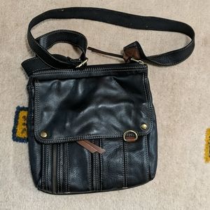 Fossil Morgan Traveler Leather Crossbody Black